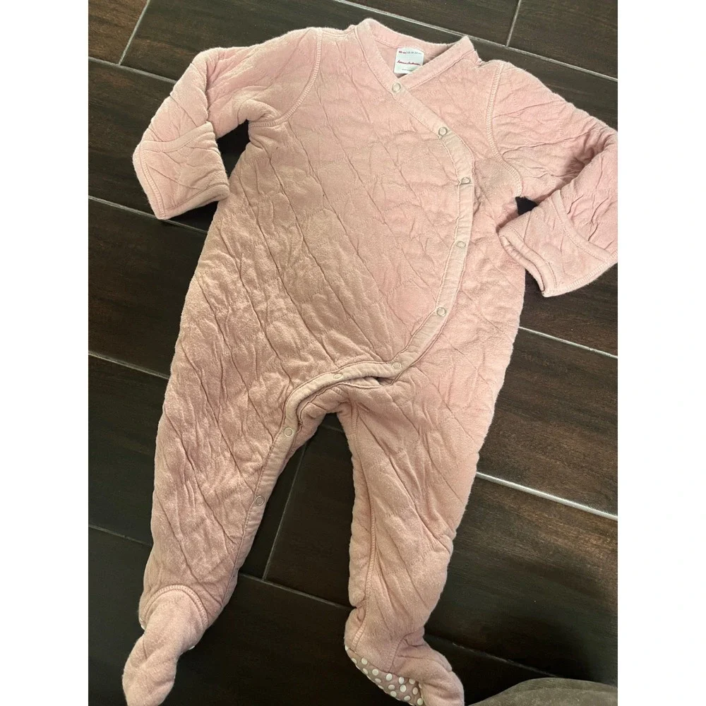 Hanna Andersson Pink Quilted Footed Sleeper Baby Girls 18-24 Months 80cm Snaps